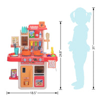 HKM-656275 Kids Cooking Play Kitchen Set with 42 Pieces, Lights, Sounds, Sink & Water Spray