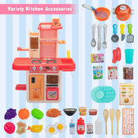 HKM-656275 Kids Cooking Play Kitchen Set with 42 Pieces, Lights, Sounds, Sink & Water Spray