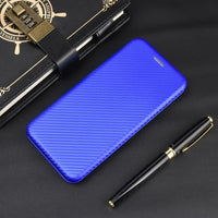 HKM-656403 Brushed Carbon Fiber Wallet Style Phone Protective Holster for Apple Devices - Multiple Color Options
