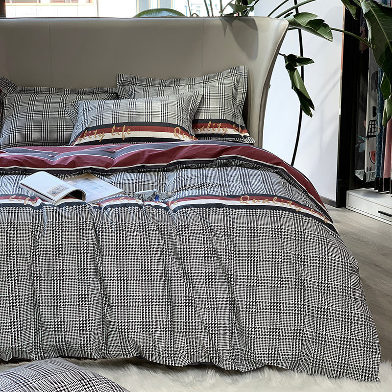 HKM-656467 Nordic 4-Piece Cotton Bed Linen Set with Quilt Cover in Various Colors