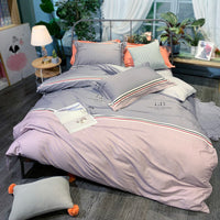 HKM-656467 Nordic 4-Piece Cotton Bed Linen Set with Quilt Cover in Various Colors