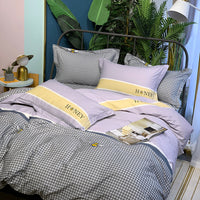 HKM-656467 Nordic 4-Piece Cotton Bed Linen Set with Quilt Cover in Various Colors
