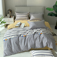 HKM-656467 Nordic 4-Piece Cotton Bed Linen Set with Quilt Cover in Various Colors