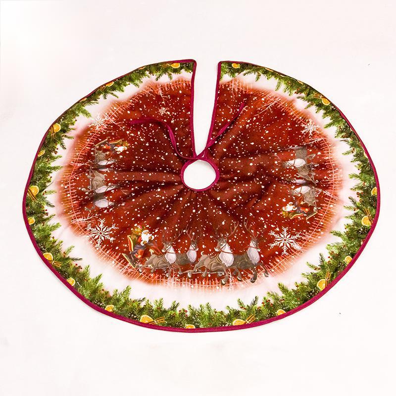 HKM-656915 Soft Fabric Christmas Tree Skirt in Various Sizes - Perfect for Holiday Decorations and Gift Wrapping