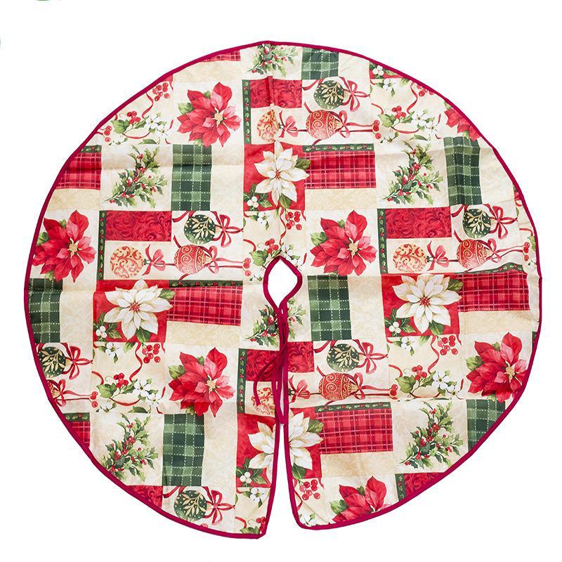 HKM-656915 Soft Fabric Christmas Tree Skirt in Various Sizes - Perfect for Holiday Decorations and Gift Wrapping