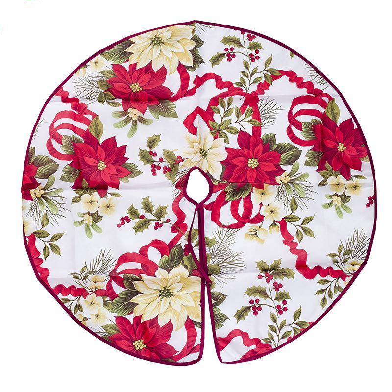 HKM-656915 Soft Fabric Christmas Tree Skirt in Various Sizes - Perfect for Holiday Decorations and Gift Wrapping