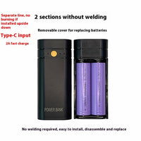HKM-656979 Welding-Free Dual Section Power Bank Shell with LED Flashlight in Black and White