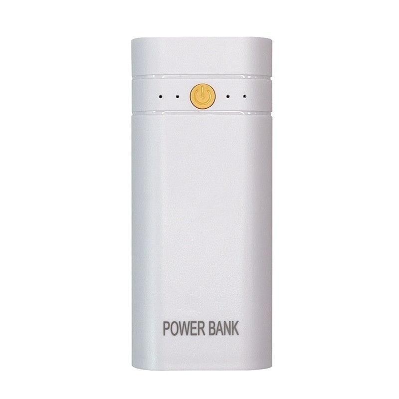 HKM-656979 Welding-Free Dual Section Power Bank Shell with LED Flashlight in Black and White