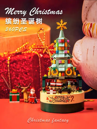 HKM-657299 DIY Christmas Tree Building Blocks Music Box Toy - Creative Holiday Decoration for Kids