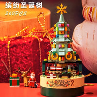 HKM-657299 DIY Christmas Tree Building Blocks Music Box Toy - Creative Holiday Decoration for Kids