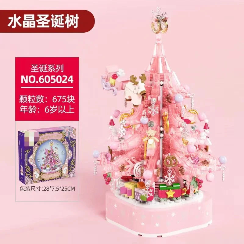 KTX-657299 DIY Christmas Tree Building Blocks Music Box Toy - Creative Holiday Decoration for Kids