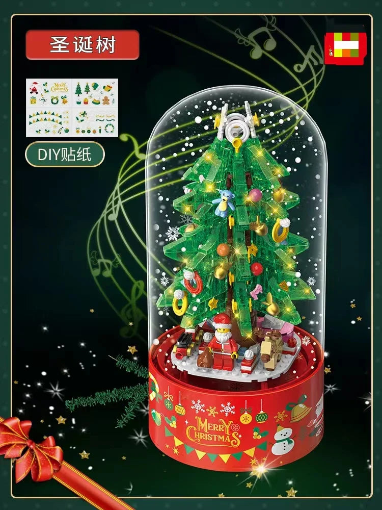 KTX-657299 DIY Christmas Tree Building Blocks Music Box Toy - Creative Holiday Decoration for Kids