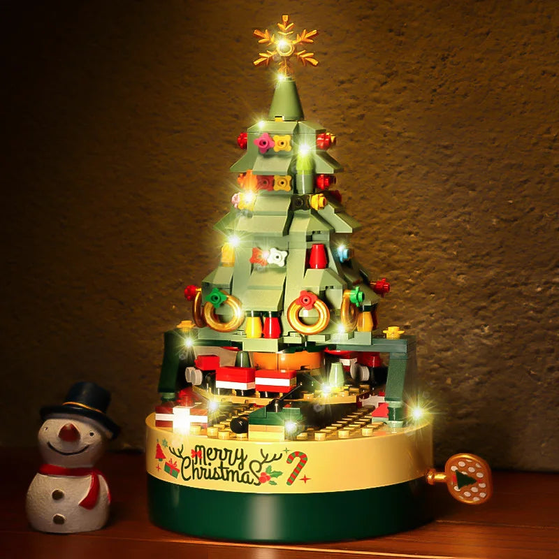KTX-657299 DIY Christmas Tree Building Blocks Music Box Toy - Creative Holiday Decoration for Kids