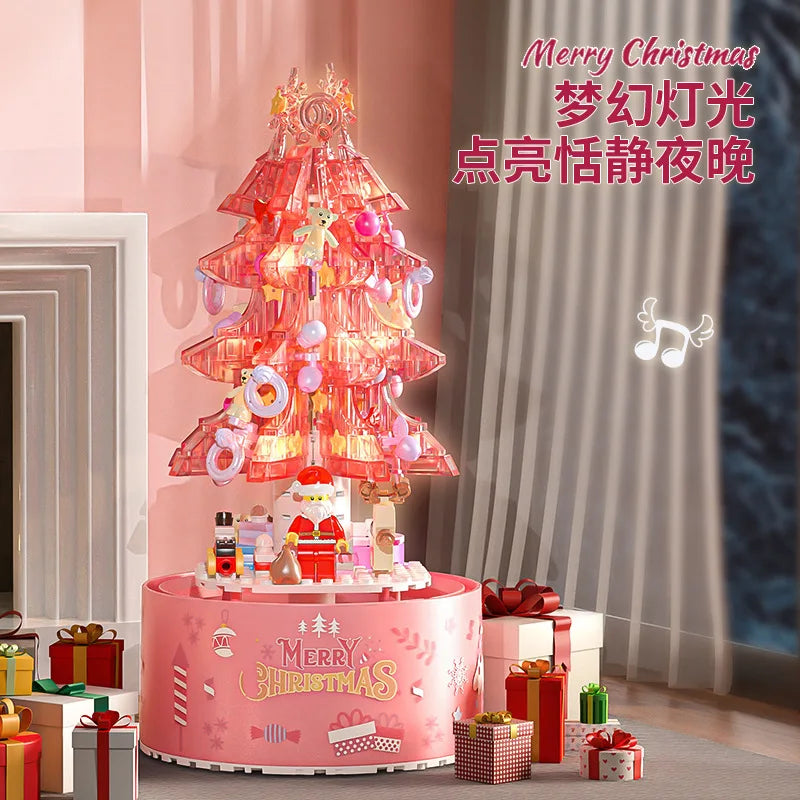KTX-657299 DIY Christmas Tree Building Blocks Music Box Toy - Creative Holiday Decoration for Kids