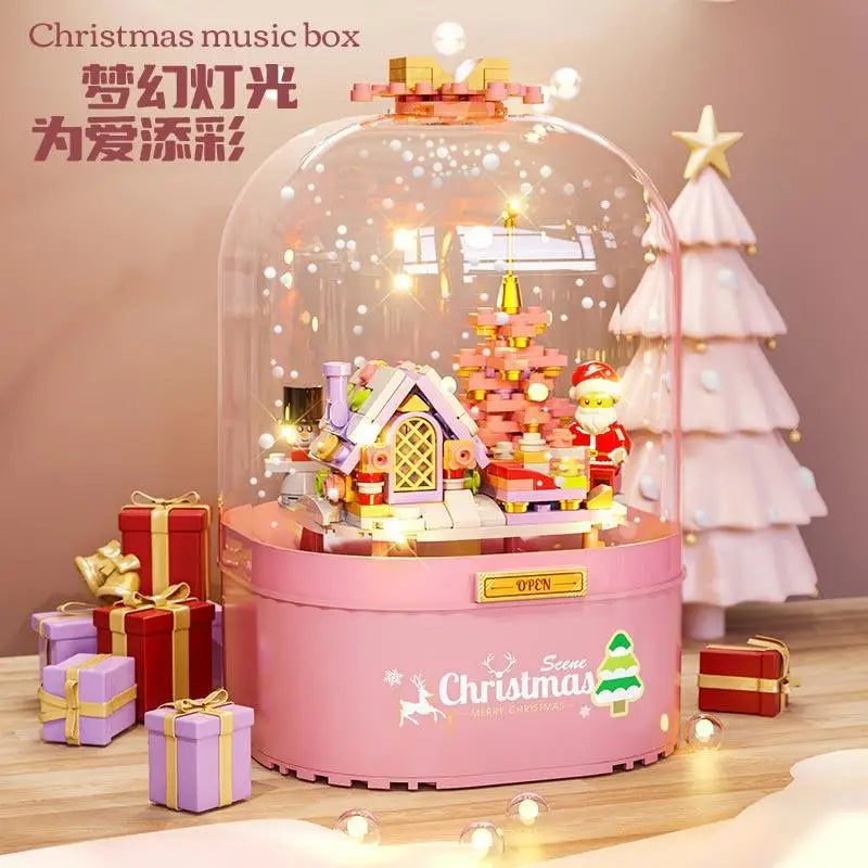 KTX-657299 DIY Christmas Tree Building Blocks Music Box Toy - Creative Holiday Decoration for Kids