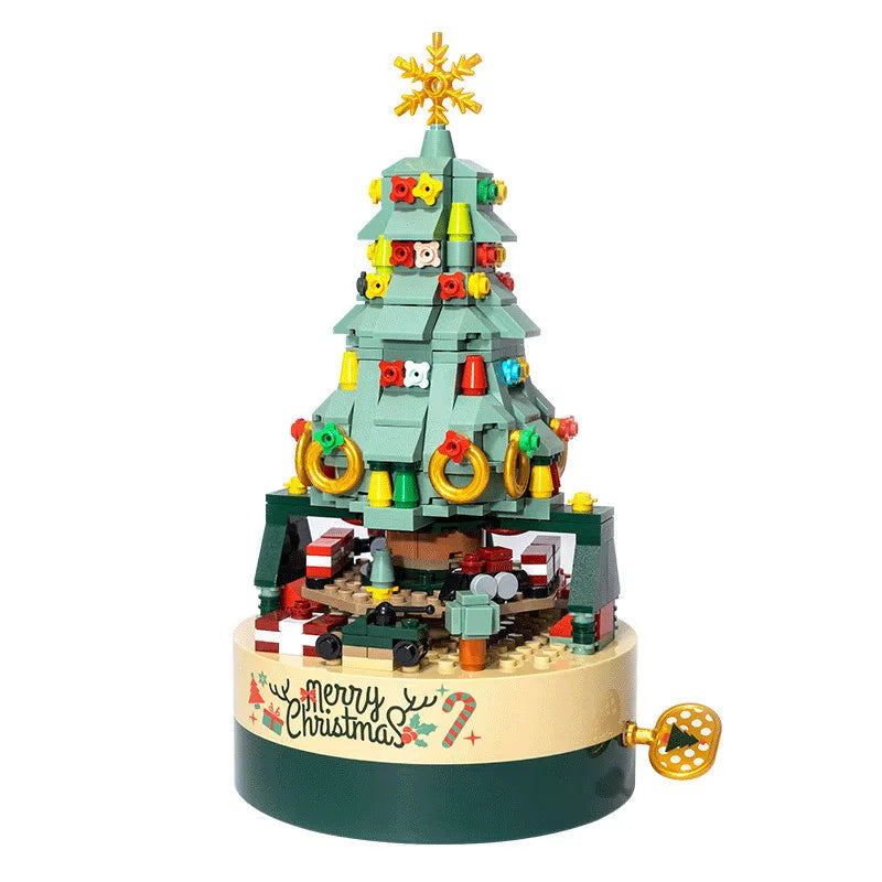 KTX-657299 DIY Christmas Tree Building Blocks Music Box Toy - Creative Holiday Decoration for Kids