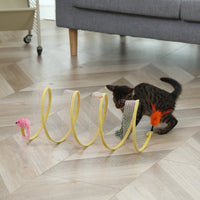 HKM-657299 Foldable Cat Tunnel with Mouse Toy and Sisal Ball for Playful Kittens