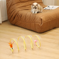 HKM-657299 Foldable Cat Tunnel with Mouse Toy and Sisal Ball for Playful Kittens