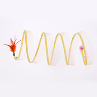 HKM-657299 Foldable Cat Tunnel with Mouse Toy and Sisal Ball for Playful Kittens