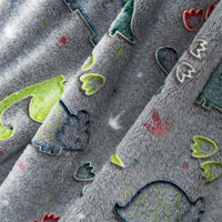 HKM-657299 Luminous Coral Cartoon Dinosaur Flannel Blanket - Soft and Cozy - Multiple Sizes Available