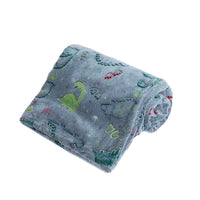 HKM-657299 Luminous Coral Cartoon Dinosaur Flannel Blanket - Soft and Cozy - Multiple Sizes Available