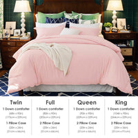 HKM-657299 Pink and White Oversized Duvet Cover Set with Pillowcases for Comfortable Campus Living