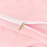 HKM-657299 Pink and White Oversized Duvet Cover Set with Pillowcases for Comfortable Campus Living