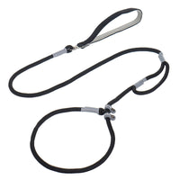 HKM-657427 Strong Double Handle Nylon Rope Dog Leash with Slip Chain Collar for Small Dogs, 1.4m No Pull Training Lead