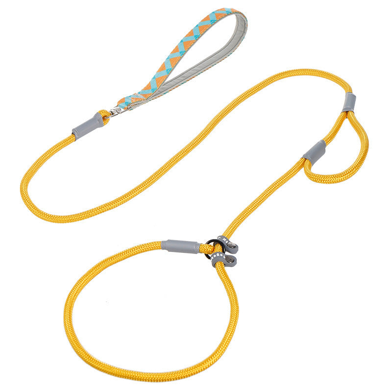 HKM-657427 Strong Double Handle Nylon Rope Dog Leash with Slip Chain Collar for Small Dogs, 1.4m No Pull Training Lead