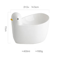 HKM-657491 Ceramic Cat Bowl with High Feet and Neck Guard, Fashionable Duck Design