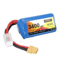 HKM-657491 Lithium Ion 3400mAh XT60 FPV Racing Drone Battery - 11.1V 15/30C