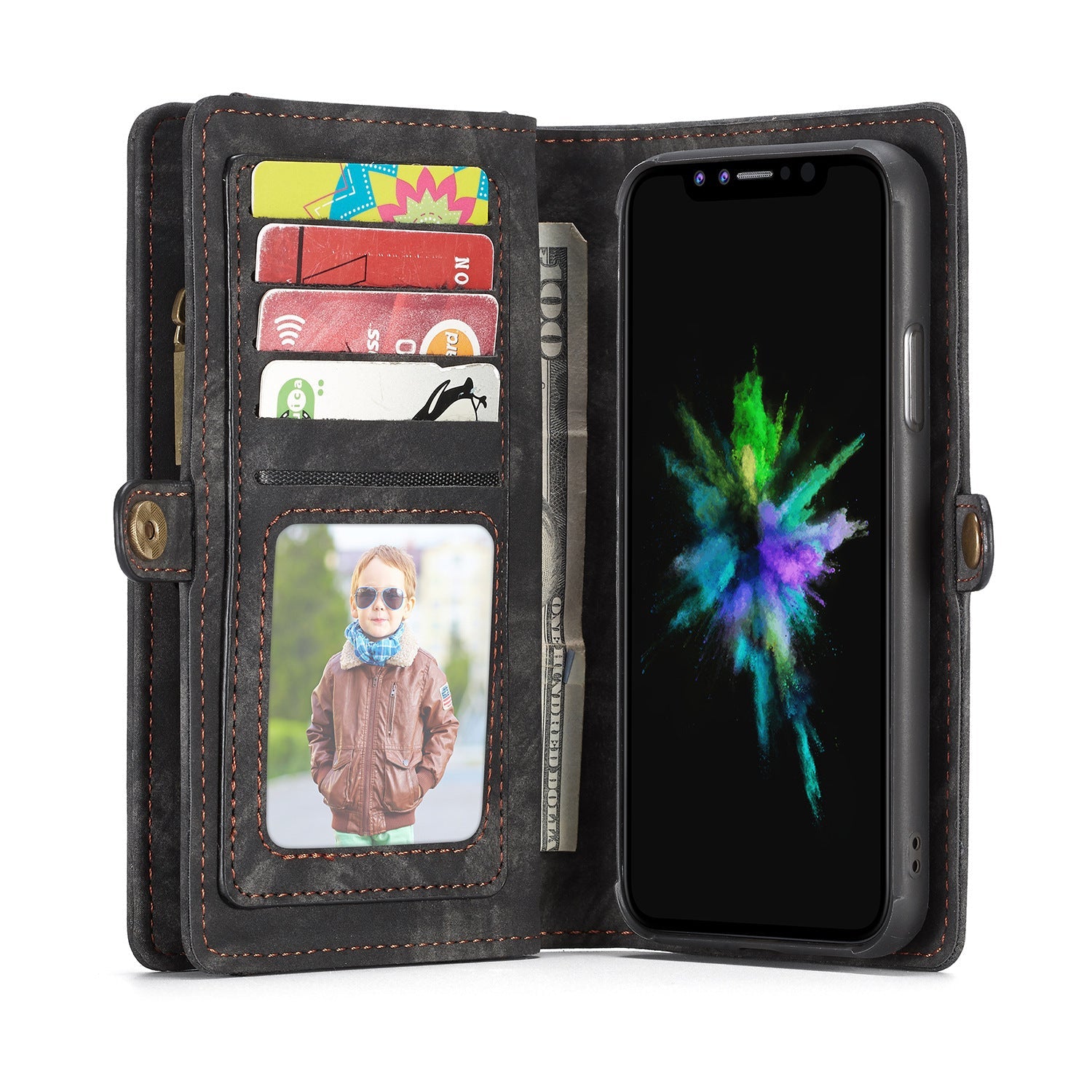 HKM-657555 Leather Card Flip Wallet Case for Multiple Smartphone Models