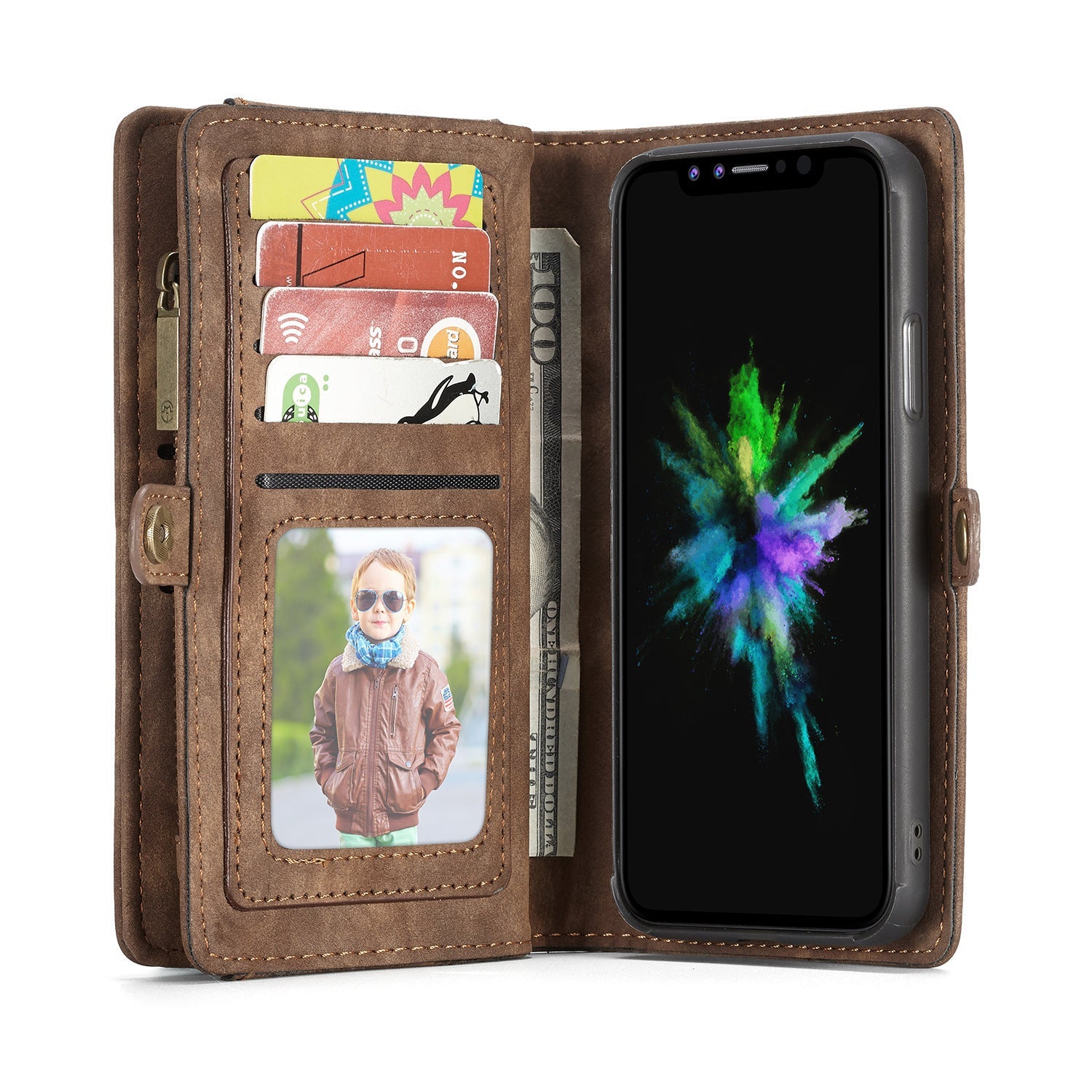 HKM-657555 Leather Card Flip Wallet Case for Multiple Smartphone Models