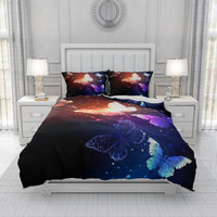 HKM-657619 Spring Blossom Butterfly Series Pure Cotton Three-Piece Bedding Set in Floral Design
