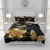 HKM-657619 Spring Blossom Butterfly Series Pure Cotton Three-Piece Bedding Set in Floral Design