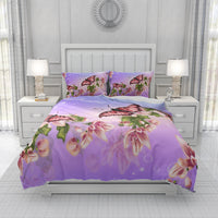HKM-657619 Spring Blossom Butterfly Series Pure Cotton Three-Piece Bedding Set in Floral Design