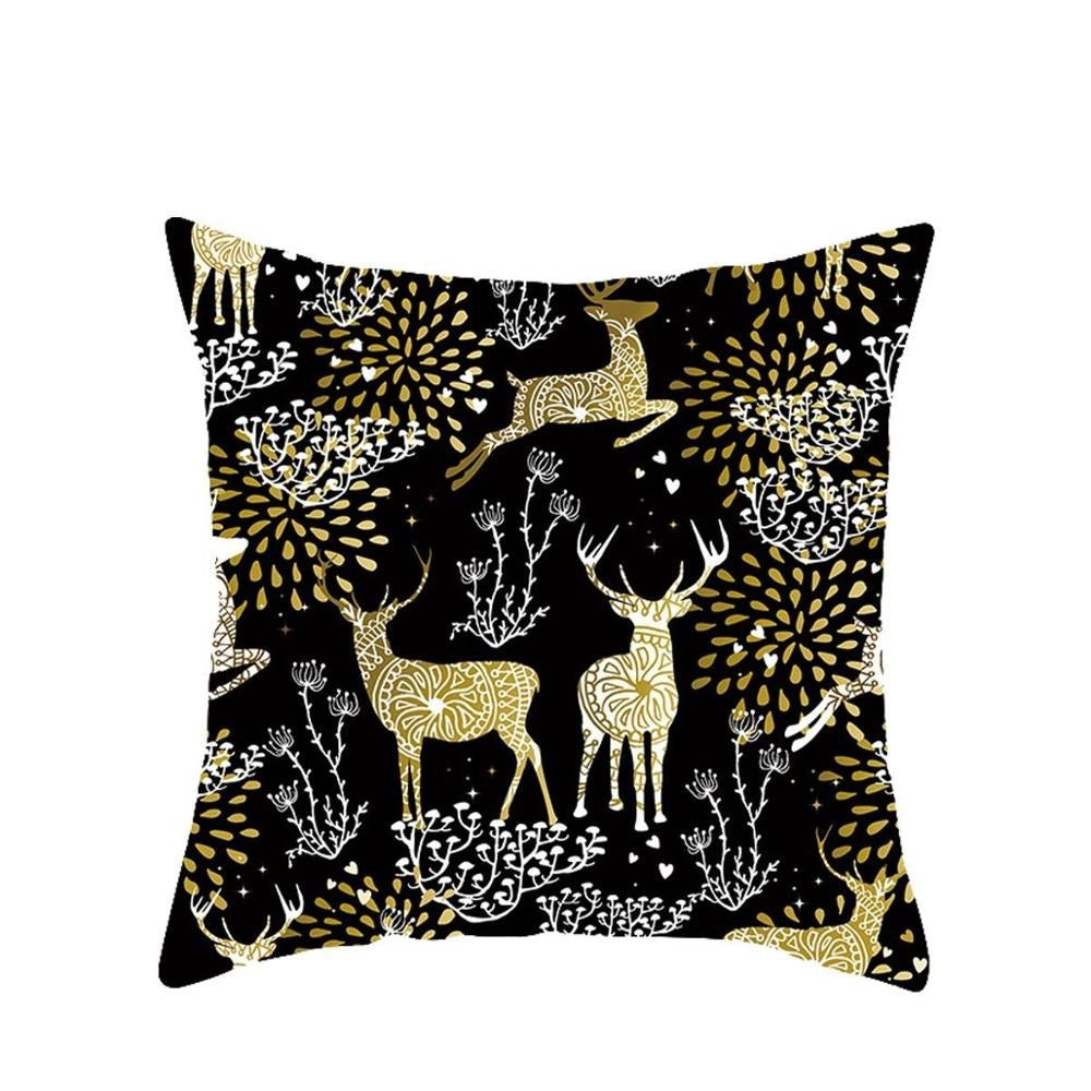 HKM-657683 Modern Polyester Pillowcase with Lattice Deer Design - 45x45cm Cushion Cover