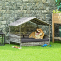 HKM-657747 Stylish Rattan Dog Sofa with Elevated Design and Comfortable Cushion for Small to Medium Dogs