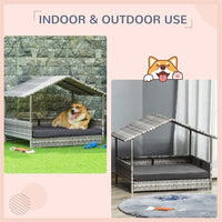 HKM-657747 Stylish Rattan Dog Sofa with Elevated Design and Comfortable Cushion for Small to Medium Dogs