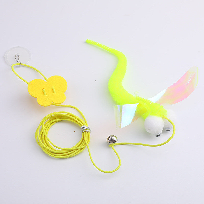 HKM-657939 Elastic Door Hanging Cat Toy with Plush Characters - Funny Stick for Interactive Play