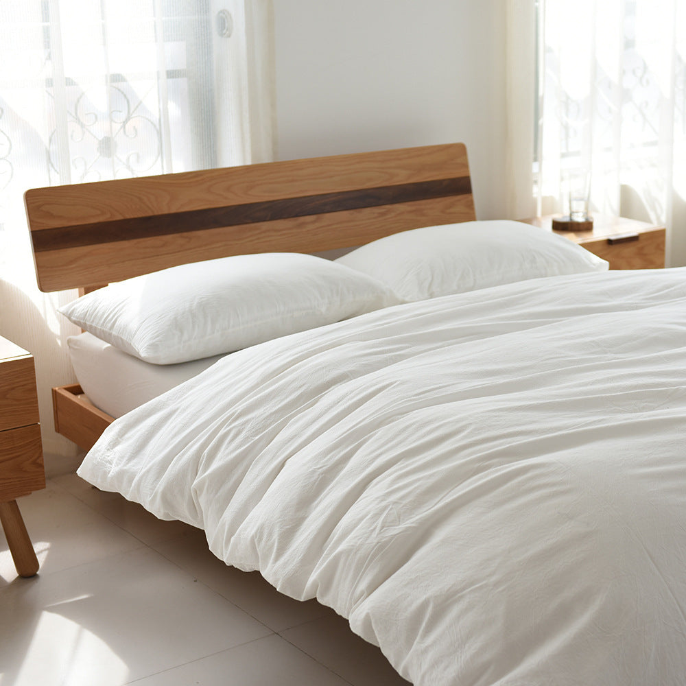 HKM-657939 Washed Cotton 4-Piece Bedding Set, Soft Quilt Cover with Matching Bed Sheet in Various Sizes