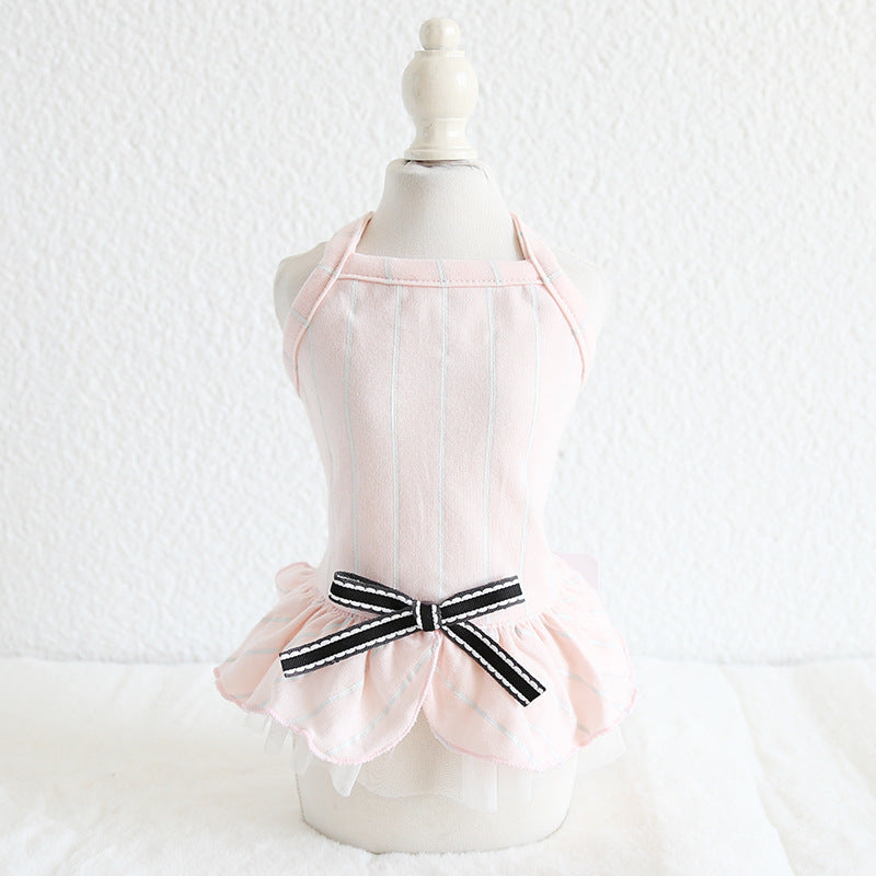 HKM-658067 Pet Striped Cotton Dress for Dogs - Soft, Breathable Spring/Summer Wear