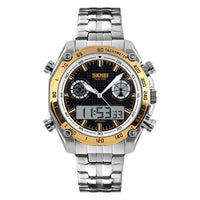 HKM-658131 Men's Quartz Watch with Luminous Function, Dual Time, Alarm, Calendar, Waterproof, Stainless Steel Strap, 48mm Dial