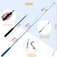 HKM-658259 Feather Cat Teaser Fishing Rod with 10 Replacement Heads - Handheld Play Set