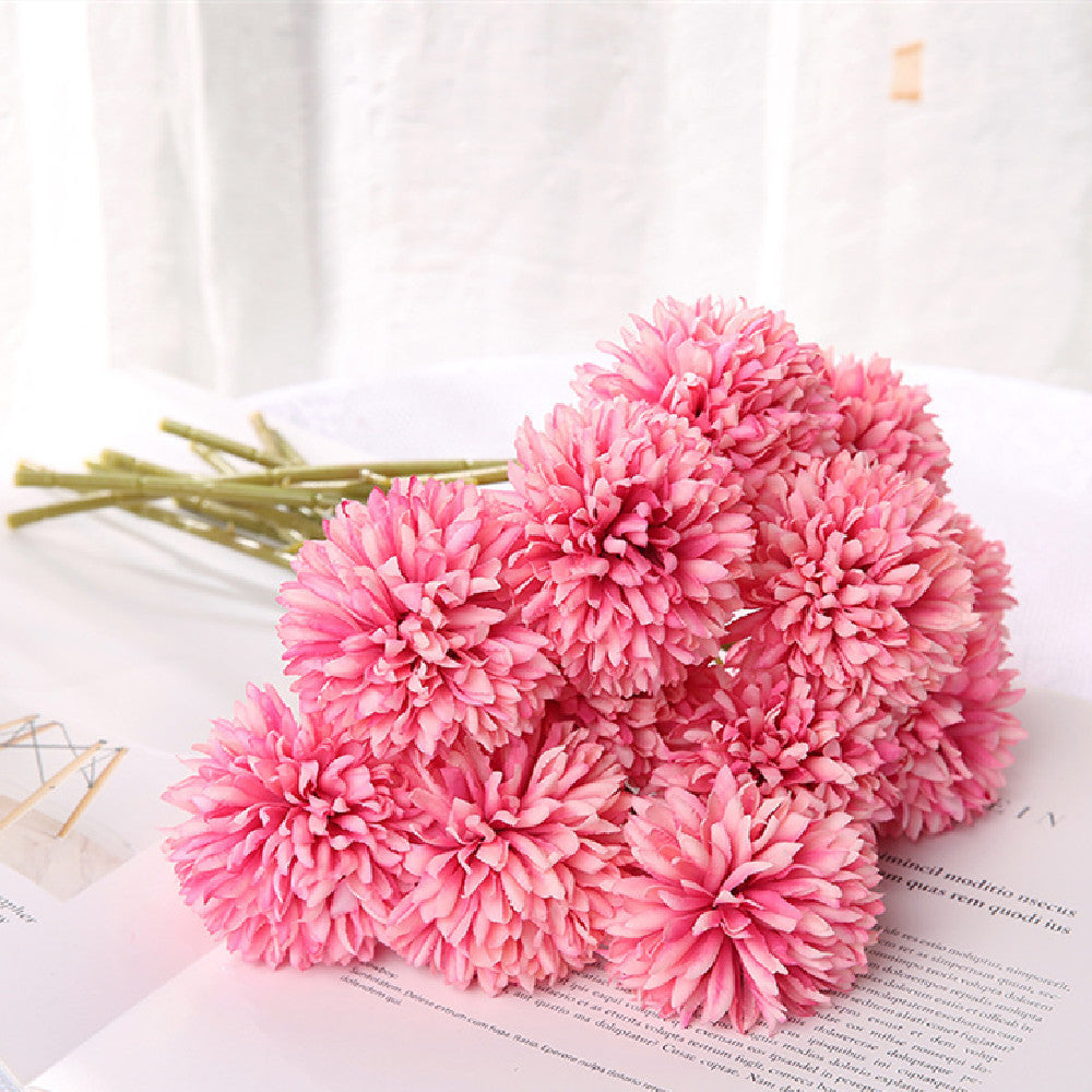 HKM-658387 Dandelion and Chrysanthemum Silk Flower Bouquet for Home Decor and Photography Props