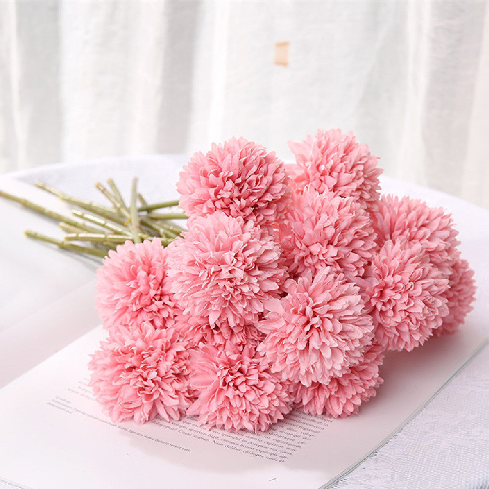 HKM-658387 Dandelion and Chrysanthemum Silk Flower Bouquet for Home Decor and Photography Props