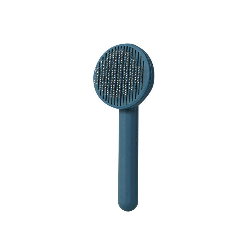 HKM-658387 Self-Cleaning Pet Comb for Cats and Dogs - Stainless Steel Needle, ABS Material, Available in Blue, Cyan, Gray