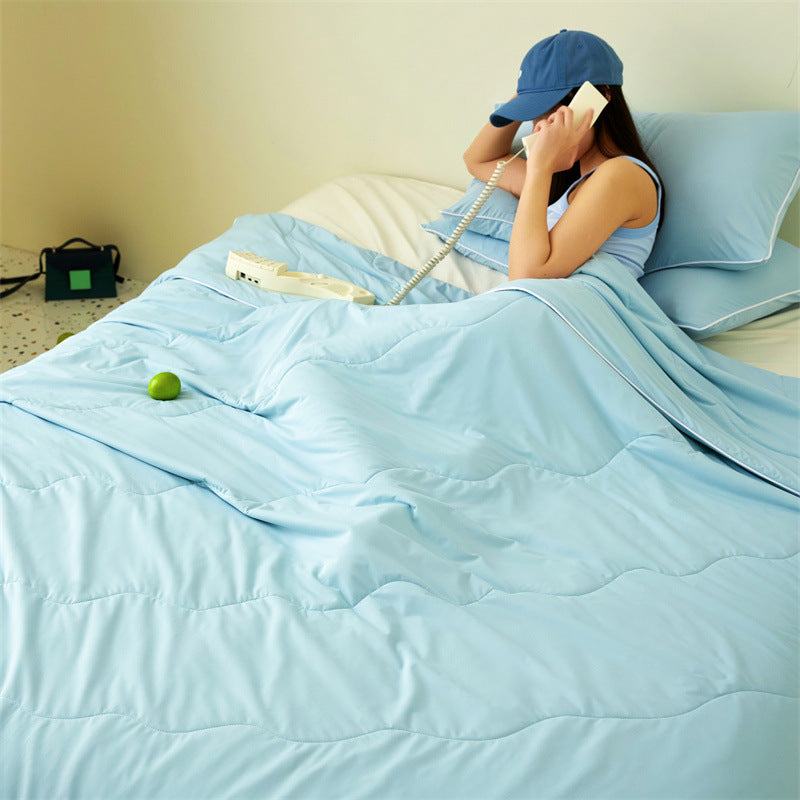 HKM-658451 Cool Ice Silk Summer Blanket with Soybean Fiber Filling in Multiple Sizes