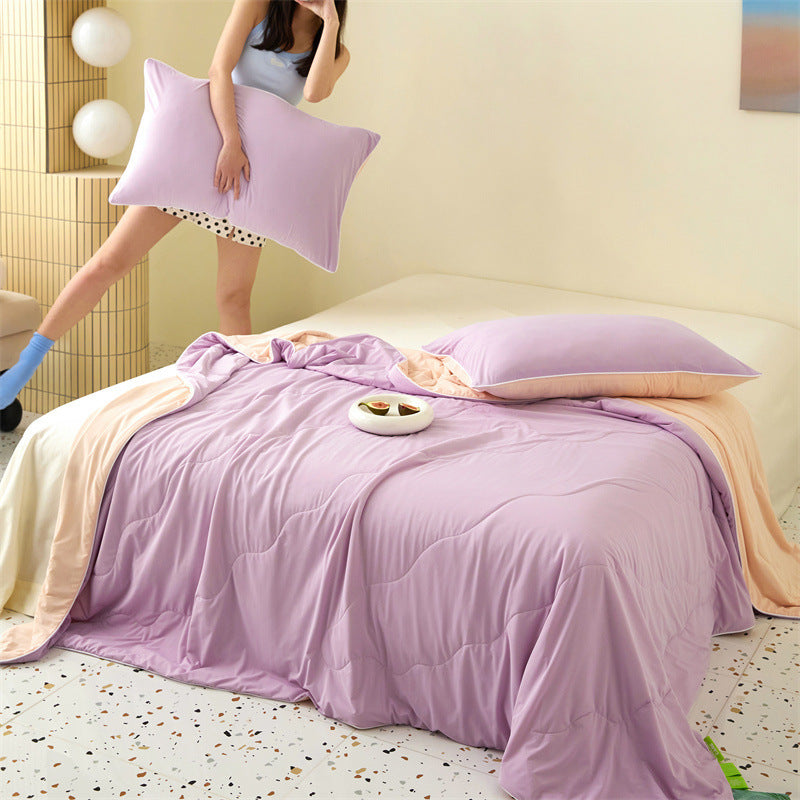 HKM-658451 Cool Ice Silk Summer Blanket with Soybean Fiber Filling in Multiple Sizes