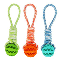 HKM-658451 Durable Interactive Dog Toy with Rope and Rubber Ball for Chewing, Tug-of-War, and Dental Health